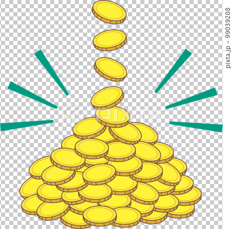 Accumulation _ piled up golden coins _ with emphasis line 99039208