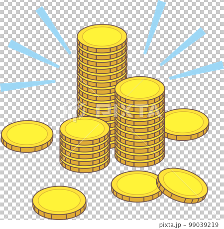 Accumulation _ Stacked gold coins _ With emphasis line 99039219