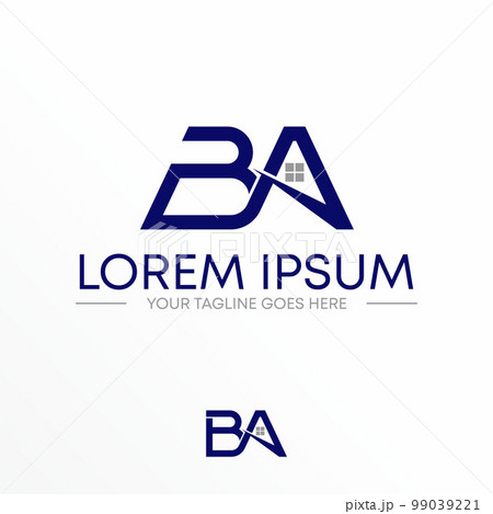 Letter or word BA font in connected line roof house image graphic icon logo design abstract concept vector stock. Can be used as a symbol related to property or initial. 99039221