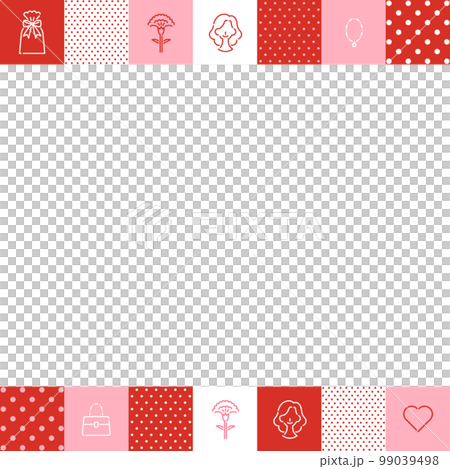 母の日向け　アイコン×格子模様のフレーム／白背景（正方形） 99039498