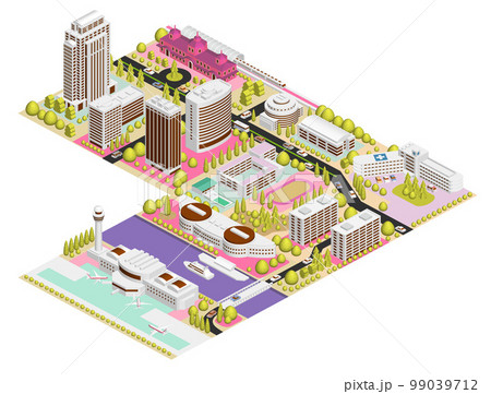 ブロックのように組み合わせれば大きな都市になる街並みイラスト「ブロックタウンB」 バリエーションあり ブロックのように組み合わせれば大きな都市になる街並みイラスト「ブロックタウンB」 バリエーションあり 99039712