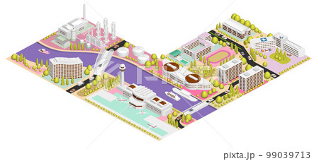 ブロックのように組み合わせれば大きな都市になる街並みイラスト「ブロックタウンB」 バリエーションあり ブロックのように組み合わせれば大きな都市になる街並みイラスト「ブロックタウンB」 バリエーションあり 99039713