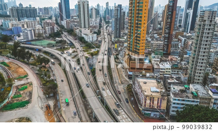 the crowded Kowloon city in Hong Kong, 5 Feb 2023 the crowded Kowloon city in Hong Kong, 5 Feb 2023 99039832