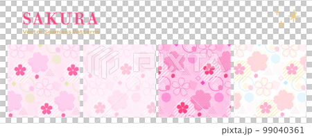 Abstract geometric figure and cherry blossom seamless pattern swatch set in different colors Abstract geometric figure and cherry blossom seamless pattern swatch set in different colors 99040361