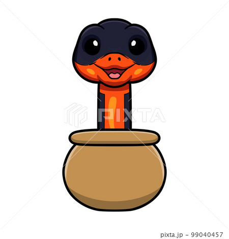 Cute ring necked snake cartoon inside the sack 99040457
