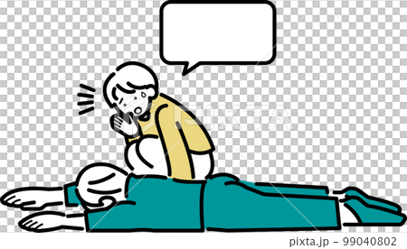 倒れた男性を救助するイラスト 99040802