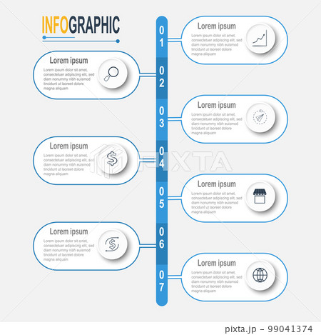 Infographic circle template 7 steps business data illustration 99041374