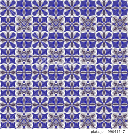 花と星の幾何学的模様、抽象模様シームレスパターン、ジオメトリックリピートパターン、抽象的背景イラスト 99041547