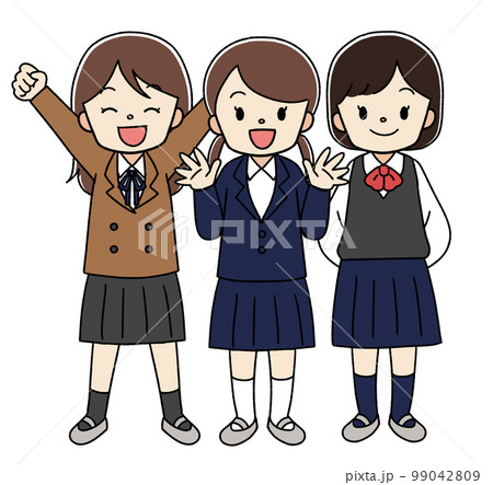 制服を着た学生の子供達 女の子 線あり 制服を着た学生の子供達 女の子 線あり 99042809