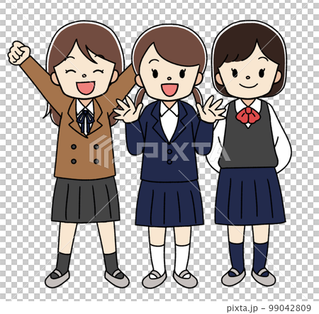 制服を着た学生の子供達 女の子 線あり 制服を着た学生の子供達 女の子 線あり 99042809