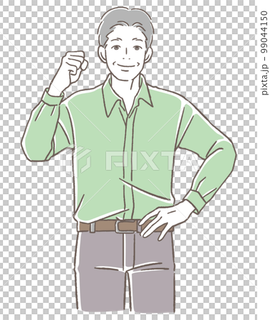 ガッツポーズをするシニアの男性 99044150