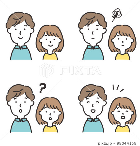 若い夫婦のイラスト　表情セット 99044159