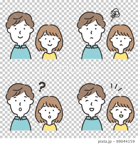 若い夫婦のイラスト　表情セット 99044159