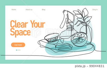 Home cleaning service landing page design concept, illustration of janitors with cleaning tools. Vector illustration Home cleaning service landing page design concept, illustration of janitors with cleaning tools. Vector illustration 99044831