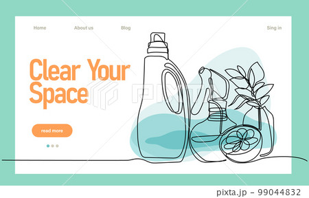 Home cleaning service landing page design concept, illustration of janitors with cleaning tools. Vector illustration Home cleaning service landing page design concept, illustration of janitors with cleaning tools. Vector illustration 99044832