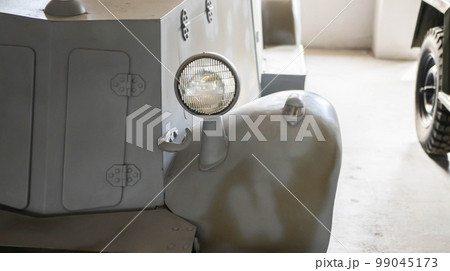 Old armored light military vehicle of the second world war. Close-up Old armored light military vehicle of the second world war. Close-up 99045173