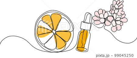Skin care concept. Landing page template. Morning routine. Bath time. Organic products for scrubbing and body skin care with natural herbal skin care products, top view. Vector illustration 99045250