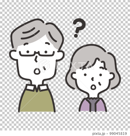 Illustration of an elderly couple who does not understand 99045819