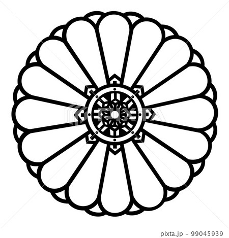 比叡山延暦寺の寺紋　十六八重菊に宝輪 99045939