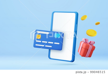 3d Online shopping on social media app. 99046515