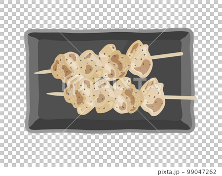 皿に盛り付けられた、塩の焼き鳥のイラスト 99047262