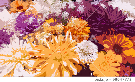 花手水に浮かぶ花の背景画 花手水に浮かぶ花の背景画 99047772