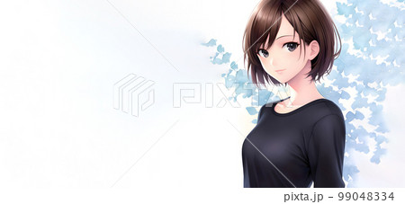 ショートヘアの女性 モデル風のイラスト素材 [99048334] - PIXTA