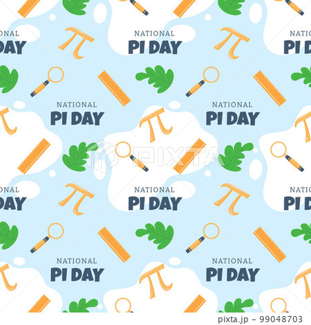 Pi Day Seamless Pattern Design with Mathematical Constants or Baked Pie in Template Hand Drawn Cartoon Flat Illustration 99048703