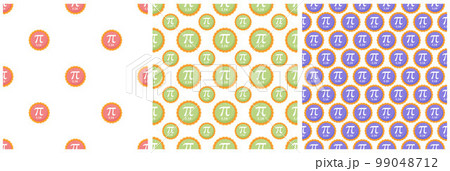 Set of Pi Day Seamless Pattern Design with Mathematical Constants or Baked Pie in Template Hand Drawn Cartoon Flat Illustration 99048712