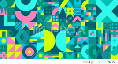 Trendy Colorful Seamless Abstract Vector Bauhaus Geometric Pattern Design Background  99049835