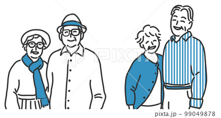 なかよし老夫婦のイラストセット 99049878