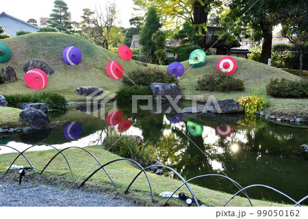 足利市　足利学校の南庭園と和傘 99050162