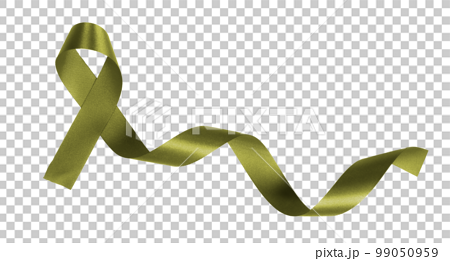 olive green ribbon on transparent background, - Stock