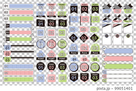 1・2・3　数字アイコンとフレームのセット　マルチカラー 99051401