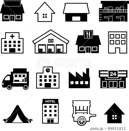 建築・お店のシンプルなモノクロイラスト 建築・お店のシンプルなモノクロイラスト 99051812