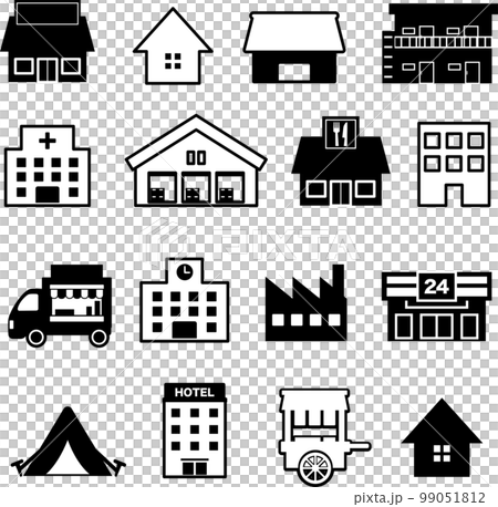 建築・お店のシンプルなモノクロイラスト 建築・お店のシンプルなモノクロイラスト 99051812