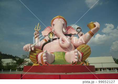 The large outdoor Genesha is one of the most widely worshiped deities in Hinduism. located at Phuttha Utthayan Makha Bucha Anusorn (Buddhism Memorial Park) , Nakohn Nayok Province in Thailand. 99052127