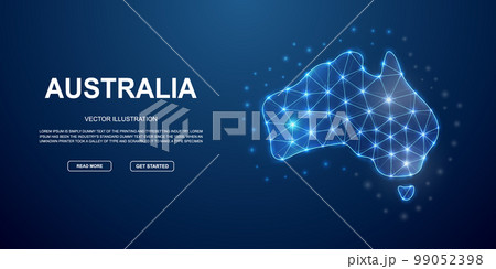 Australia 3d low poly landing page template. Australia map design illustration. Polygonal Continent silhouette illustration 99052398