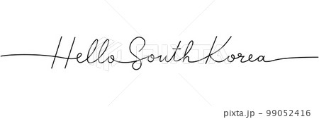 Hello South Korea - word with continuous one line. Minimalist drawing of phrase illustration. South Korea country - continuous one line illustration. 99052416