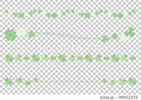 三葉草（白三葉草）線、格線和裝飾邊框的矢量插圖集 99052878