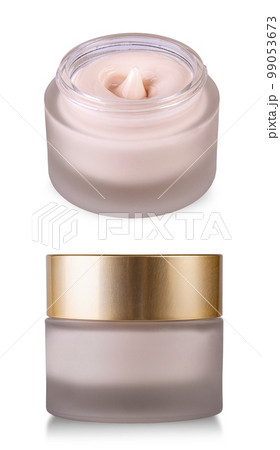 Set of closed womens cosmetics cream isolated on white background Set of closed womens cosmetics cream isolated on white background 99053673