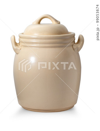 Large earthenware jug isolated on white background. Large earthenware jug isolated on white background. 99053674
