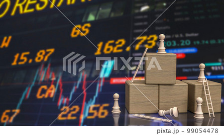 The wood chess and cube on chart background for business concept 3d rendering The wood chess and cube on chart background for business concept 3d rendering 99054478