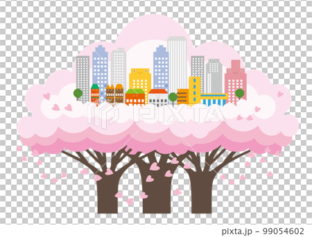Beautiful spring cityscape and scenery of life with cherry blossoms 99054602