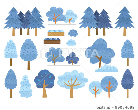 寒色の木々　いろいろな形の木々　冬 99054698