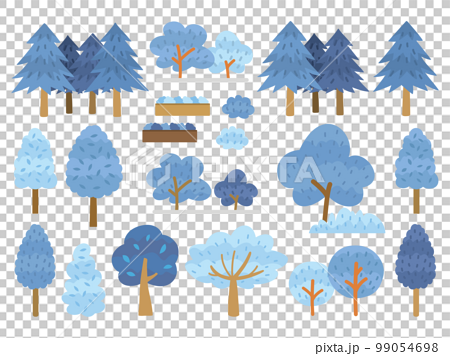 寒色の木々　いろいろな形の木々　冬 99054698