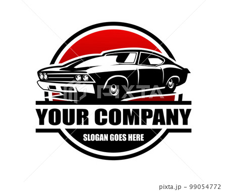 Chevrolet muscle car premium vector design silhouette. isolated white background view from side. Best for logo, badge, emblem, icon, sticker design, car industry. available in eps 10. 99054772