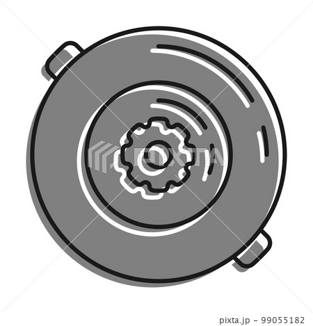 Linear filled with gray color icon, Combat Anti Tank Mine. Weapons For Combating Equipment And The Enemy. Simple black and white vector Isolated On white background 99055182
