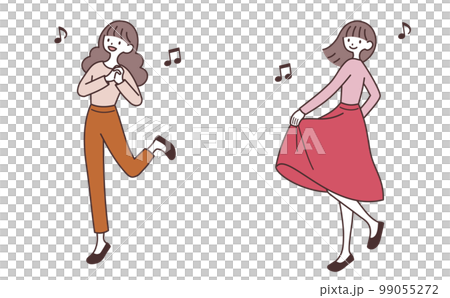 ご機嫌で小踊りする女性 99055272