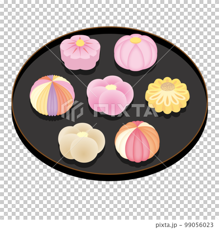お盆にのせた和菓子・ねりきり色々 99056023